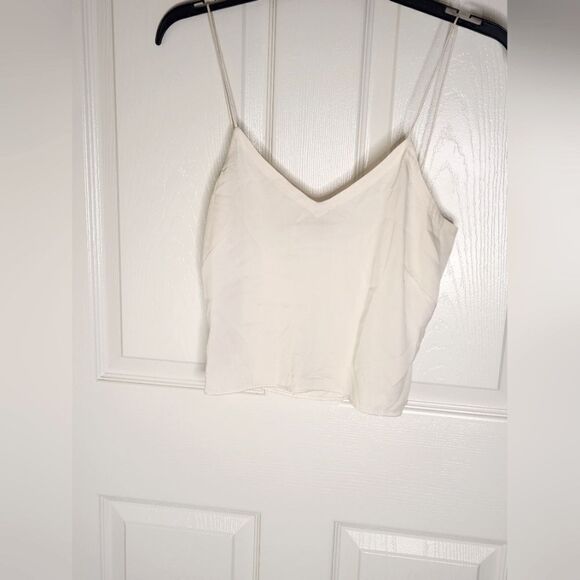 Anne Klein 4 Cream SILK Blend Zipper Women's Cropped Top Blouse - Picture 1 of 7